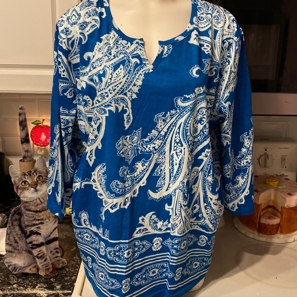X womens American Sweetheart casual 3/4 sleeve stretch plus size top XXL
